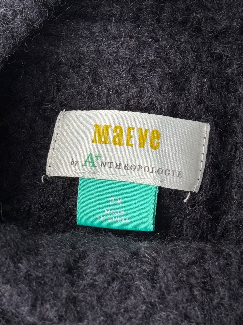 Anthropologie Maeve Black Dionne Bell Sleeved Sweater Waffle-Knit Sweater 2X - Picture 6 of 8